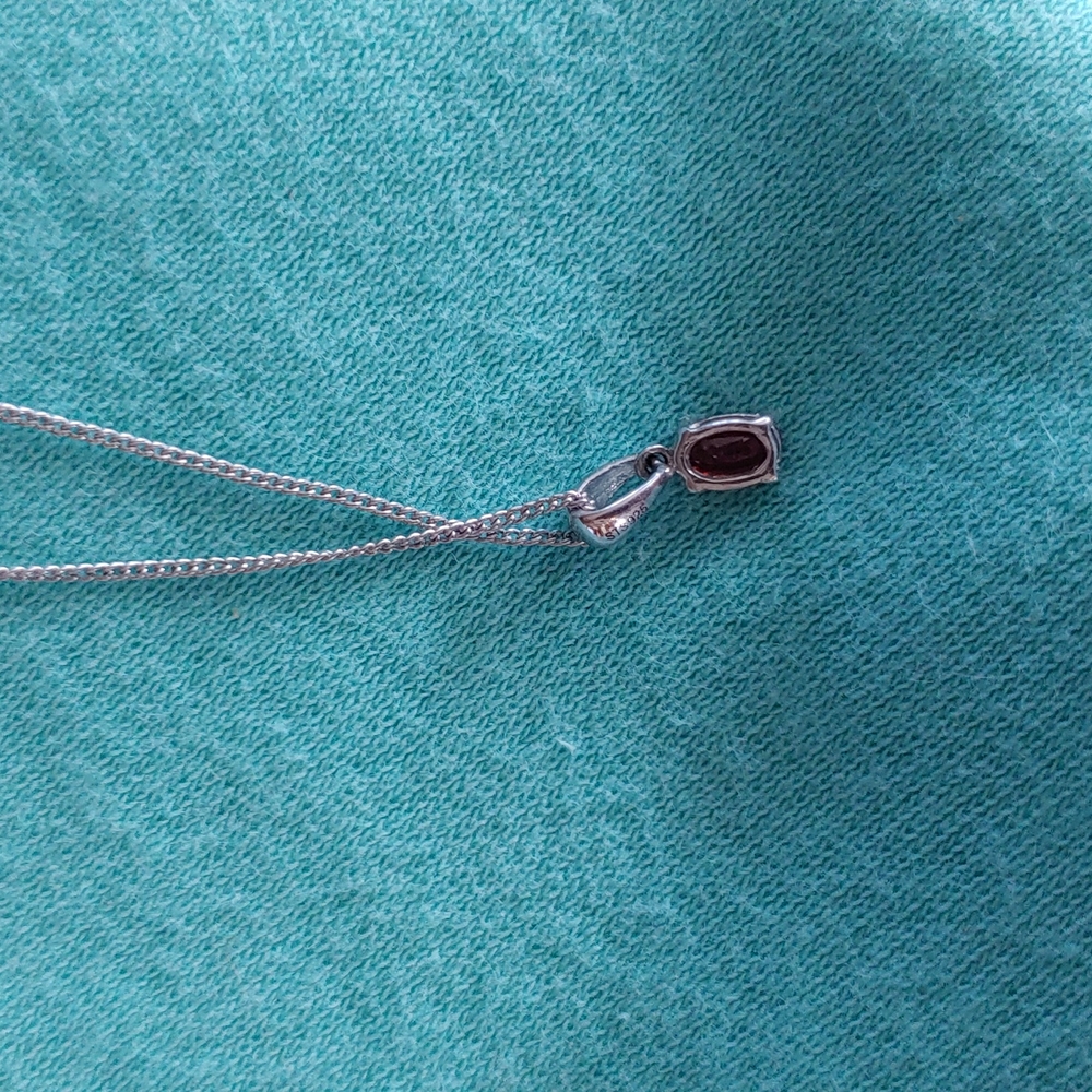 Classic Oval Ruby Solitare 925 Sterling Silver Necklace - Picture 4 of 8